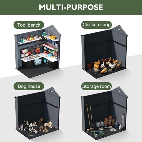 Aoxun 4' x 6' Dark Gray Resin Outdoor Storage Shed - Image 6