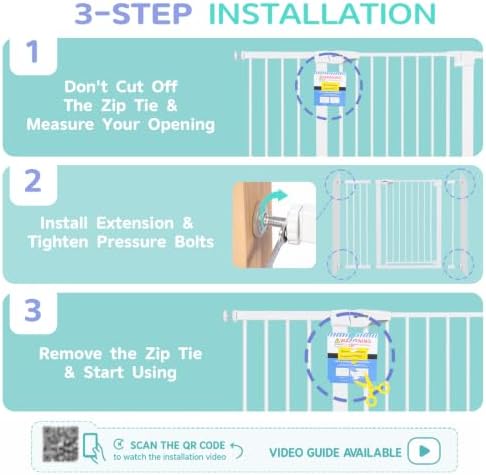 Sekey 36.2" Tall Baby Gate for Stairs, 30-46" No Drilling Dog Gate - Image 5