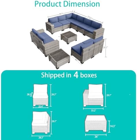 Outdoor Patio Furniture Set PE Wicker Rattan Outdoor Sectional Sofa - Image 6