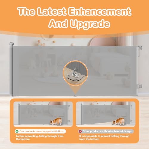 Retractable Baby Gate for Stairs 34" Tall Fits Up to 55" Wide Gray - Image 5