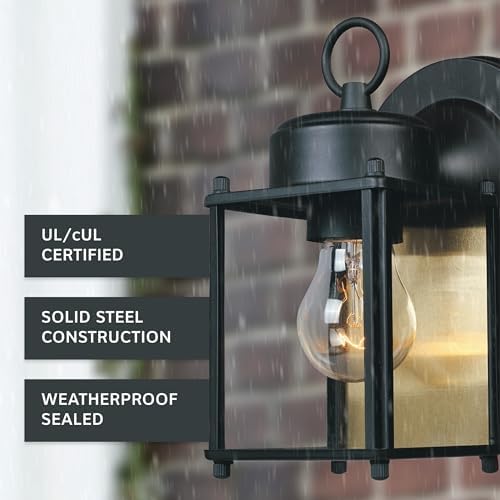 DESIGNERS FOUNTAIN Preston 8 Inch Outdoor Wall Light, Black, 1161-BK - Image 3