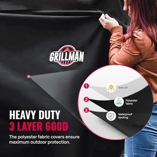 Grillman Waterproof BBQ Grill Cover for Outdoor Grills, 52 Inch, Black - Image 4