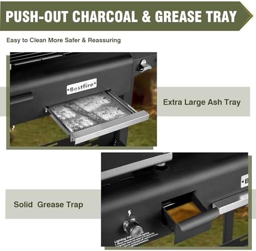 Propane Gas Griddle Charcoal Grill Combo Flat Top Griddle W/Dual Lids & 2 Side Shelves Dual Fuel BBQ Grill for Outdoor Barbecue - Image 5