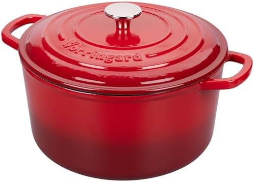 VORRINGARD Enameled Cast Iron Dutch Oven Pot with Lid, for Sourdough Bread Baking, Round Dutch Ovens, 6 Quart, Red by Unknown