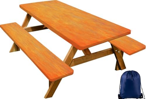 CAPSCEOLL Fitted Picnic Table Cover with Bench Covers 6ft - Burnt Orange by CAPSCEOLL