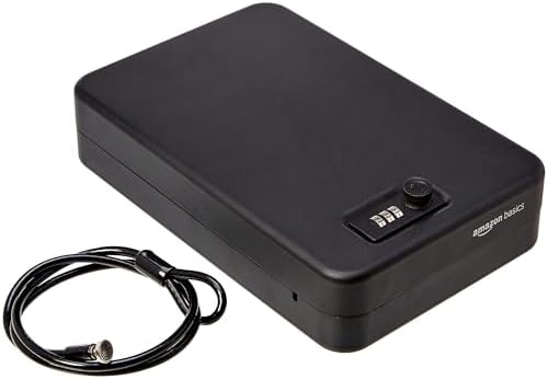 Amazon Basics Portable Security Case Lock Box Safe with Combination Lock for Documents, Valuables and Personal Items, XXL, Black by AmazonBasics