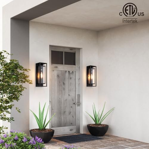 mirrea 18" Modern Outdoor Porch Wall Light, Matte Black, 2 Pack - Image 3
