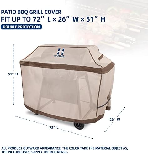 HAMLER Grill Cover 72 Inch, Heavy Duty Waterproof BBQ Covers, Gas Grill Covers Fits Weber Spirit, Weber Genesis, Char-Broil, Nexgrill, Brinkmann, Brown & Beige - Image 3
