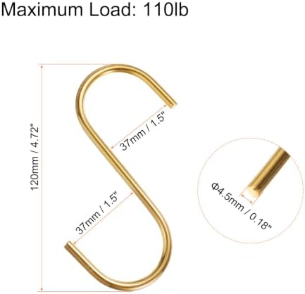 HARFINGTON 4pcs Long S Hooks 4 Inch Extra Long Metal S-Shaped Hanging Hooks High Manganese Steel S Hanger Storage Organizing Tool for Kitchen Garden Bathroom Garage Closet, Gold Tone - Image 2