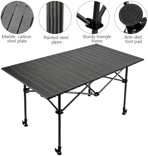 Aluminum Roll Top Camping Table, Adjustable Height Folding Table - Image 4
