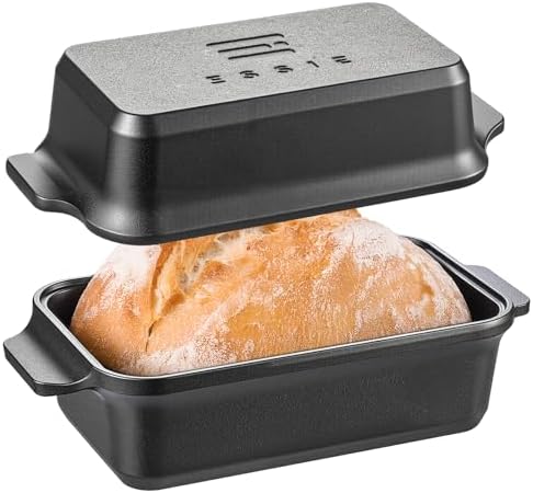 Cast Iron Dutch Oven for Sourdough Bread baking, 9×5 Loaf Pan with Lid, Bread Pans for Homemade Bread, 2 in 1 Dutch Oven Pot with Lid, Pre-Seasoned (4.5 QT) by RYEDE