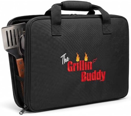 The Grillin' Buddy Grill Organizer|BBQ Accessories Storage Case|Water&Fireproof Carrying Bag| Multiple Compartments for Grill Tools, Spices & Sauces, Tailgating, Camping, RV, Boating & Backyard BBQ by Unknown