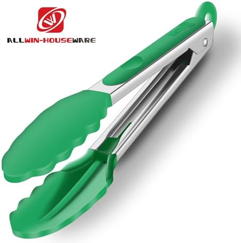 2 Pack Silicone Kitchen Tongs, 9 & 12 Inch, Stainless Steel, Turquoise - Image 5