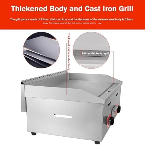 Commercial Stainless Steel Heavy Duty Outdoor Griddle,Countertop Flat Top Teppanyaki Fry Pan,with Adjustable Temperature, Lpg Gas Grill,for Medium to High Volumes,718 - Image 4