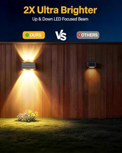 Solar Fence Lights Outdoor, 2 Pack Fence Solar Lights Waterproof - Image 2