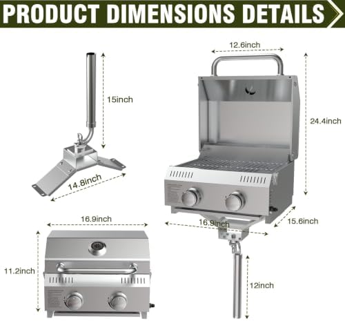 Bestfire Marine 2-in-1 Boat Grill with Rod Mount & Removable Legs - Image 5