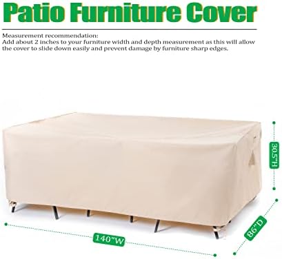 F&J Outdoors Patio Furniture Covers, Beige, 140"W x 86"D x 30.5"H - Image 2
