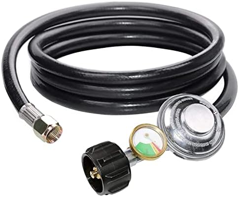 6 Feet Propane Regulator Hose with Tank Gauge for LP Gas Grill and Fire Pit by DOZYANT