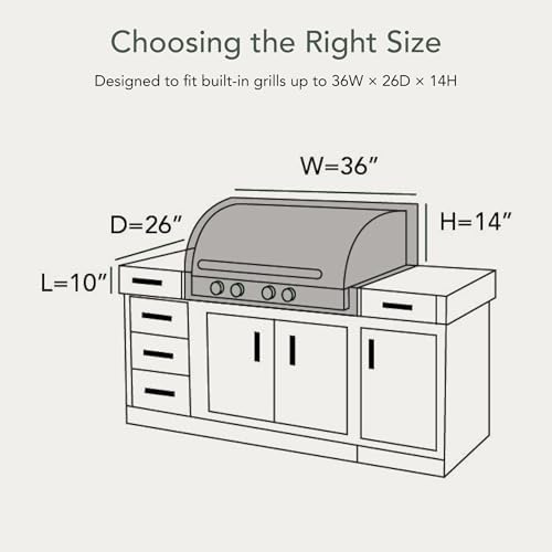 Covermates Classic Built-in Grill Cover - 36" Wx26 Dx14 H - Water Resistant - Image 2