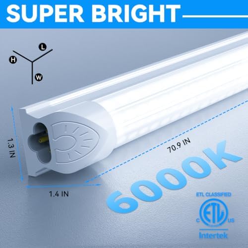 SHOPLED 6FT LED Shop Light, D-Shape 72W 9360LM 6000K Cool White, Linkable - Image 6