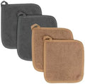 RITZ Terry Potholder & Hot Pad: Unparalleled Heat Resistant, Durable 100% Cotton – Ergonomically Designed for Optimal Grip – Easy-Care Machine Washable – 4-Pack, Mocha/Graphite by RITZ