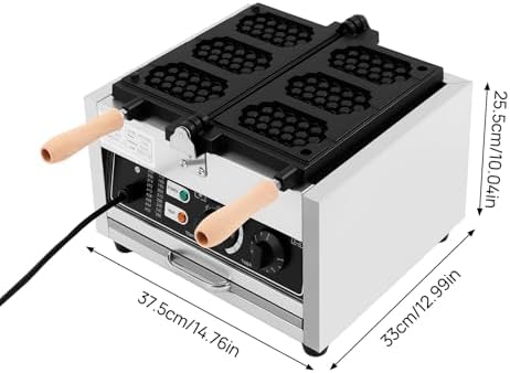 3-Slice Commercial Waffle Maker, 1500W Electric Honeycomb-Shaped Waffle Machine, Stainless Steel Waffle Iron Baker with Non-Stick Coating, 122-572℉ Temperature Adjustable - Image 3