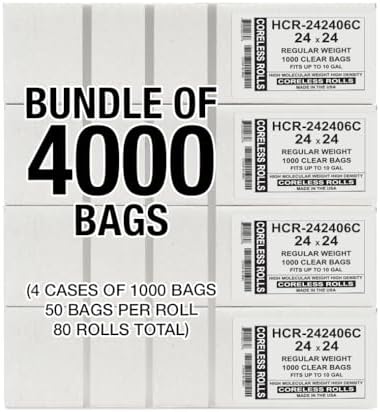 Aluf Plastics 10 Gallon 6 Micron (eq) Clear Trash Bags 24" x 24" 4000 Count - Image 2