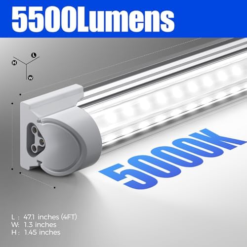 Barrina T8 LED Shop Lights 4FT, 40W 5500LM 5000K, High Output, 2 Packs - Image 3
