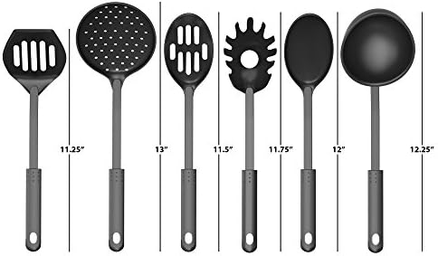 Chef Buddy 6-Piece Kitchen Utensils Set â€“ Plastic Cooking Tools - Includes Essential Spatulas, Spoons, and Gadgets for Every Home Cook (Black) - Image 2