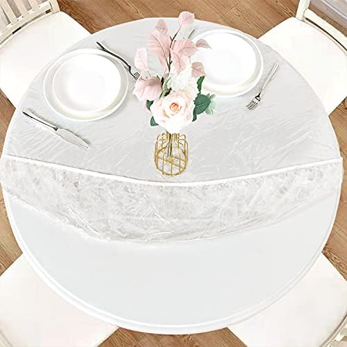 LUSHVIDA Round Tablecloth, Fitted Table Cloth for 45"-56" Tables, Clear by LUSHVIDA