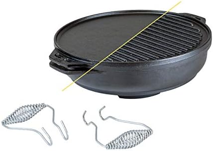 Lodge Cast Iron Cook-It-All Kit. Five-Piece Cast Iron Set includes a Reversible Grill/Griddle 14 Inch, 6.8 Quart Bottom/Wok, Two Heavy Duty Handles, and a Tips & Tricks Booklet. by Lodge