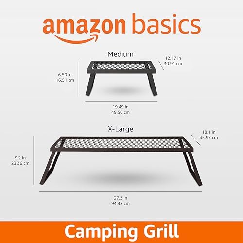 Amazon Basics Heavy-Duty Portable Camping Grill Grate for Outdoor Open Flame Cooking, Foldable, Sturdy, 15.9" x 12.2", Black - Image 4