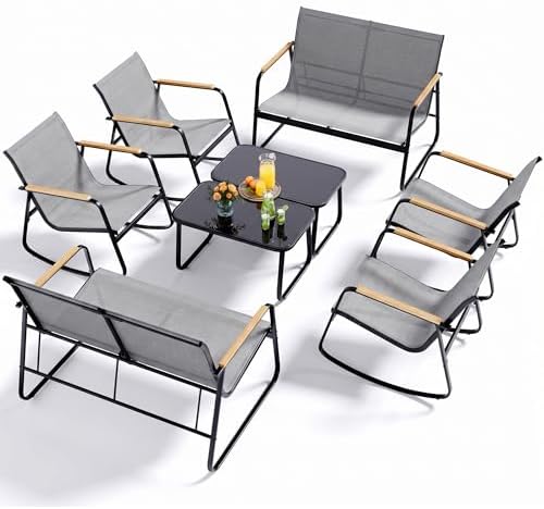 Ahomly 8-Piece Textilene Outdoor Patio Furniture Set, Gray by Ahomly