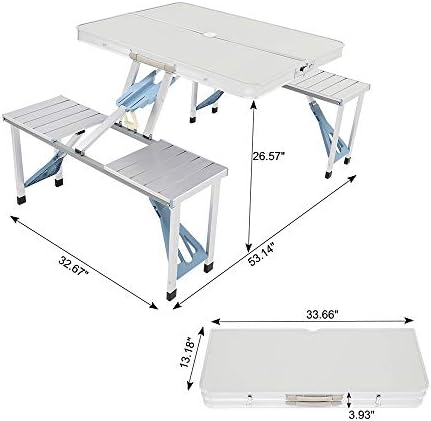 Portable Folding Picnic Table,Outdoor Dining Table,Folding Table and Chair,Kid's Picnic Table,Heavy Duty Camping Picnic Tables,with Umbrella Hole,for Outdoor, Party, Garden, Beach, Backyard (Silver) - Image 3