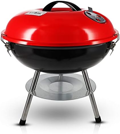 Gas One – 14-inch Portable Barbecue Grill with 3-Point Locking Lid for Heat Preservation – Dual Venting System – Small Charcoal Grill for Backyard, Camping, Boat by GasOne