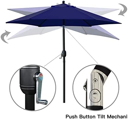 Sunnyglade 7.5' Patio Umbrella Outdoor Table Umbrella Tilt Crank Navy Blue - Image 2