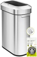 EKO Urban 16 Gallon/60 Liter Open Top Stainless Steel Slim Commercial Trash Can, Tall Kitchen Trash Bin, Heavy-Duty Commercial Grade Large Garbage Bin for Home, Office, Hotel, Cafe, Restaurant, Dorm by Unknown