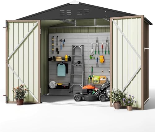 Greesum 8x6FT Outdoor Storage Shed, Brown - Image 6