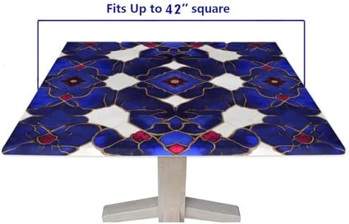 Folding Table Tablecloth Fitted, Moroccan Trellis Pattern Printed on Stain Resistant Elasticized Table Covers, Use for Kitchen Patio Restaurant, Fit for 42" x 42" Square Tables - Image 5