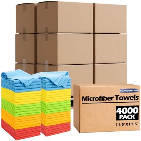 Microfiber Cleaning Cloth, 4000 Pack Cleaning Rags Microfiber Towel Bulk Absorbent Lint-Free WashCloths, All-Purpose Towels for Cars, Shop, Automotive, Garage, Home Kitchen 11.5"*11.5" by HOMERHYME