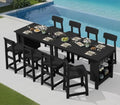 SERWALL 10-Piece Outdoor HDPE Counter-Height Bar Dining Set for 8, Black by SERWALL