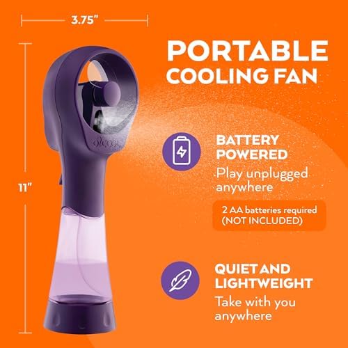 O2COOL Elite Handheld Misting Fan Battery Powered Purple - Image 5