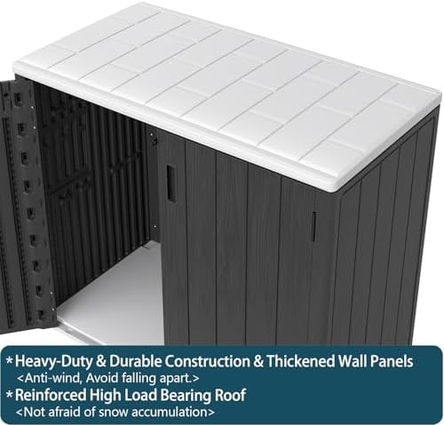 HOMSPARK Outdoor Storage Shed 37 Cu.Ft, All-Weather Resistant Resin Garden Sheds & Outdoor Storage Clearance with Floor, Double-Layer Plastic Tool Sheds for Patio, Garden & Lawn (Black) - Image 5