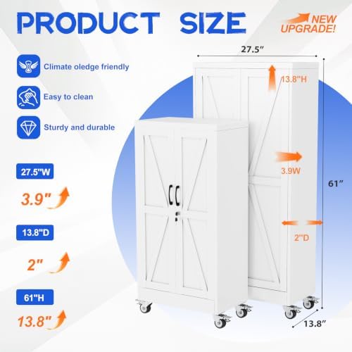 GAIOUS 61" Tall Metal Storage Cabinet with Lock and Wheels, File Cabinet - Image 2