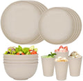 16pcs Plastic Dinnerware Set for 4 People Camping Plates and Bowls Set by CSYY