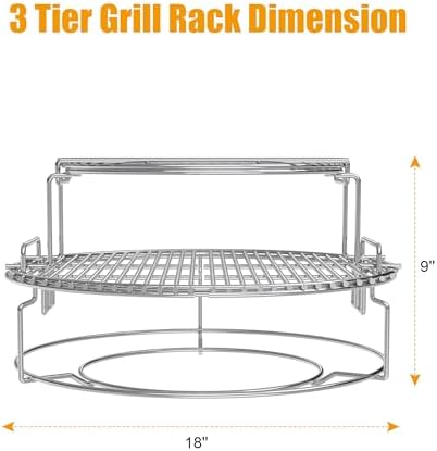 BBQ-PLUS Expander Rack Replacement Kit for Large Big Green Egg,Heavy Duty Stainless Steel 3 Tier 5 Piece Grill Basket Accessories with Removable Cooking Rack System Large - Image 2