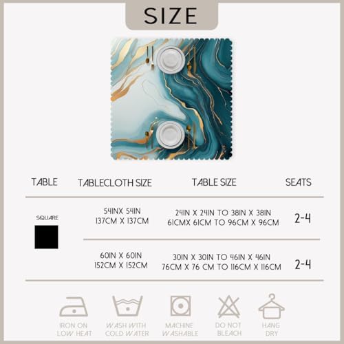 Abstract Marble Tablecloth 54x54 Inch Square Luxury Gold Blue Natural Art Table Cloth Decorations Table Cover for Party Picnic Kitchen Dinner Decor Outdoor - Image 6