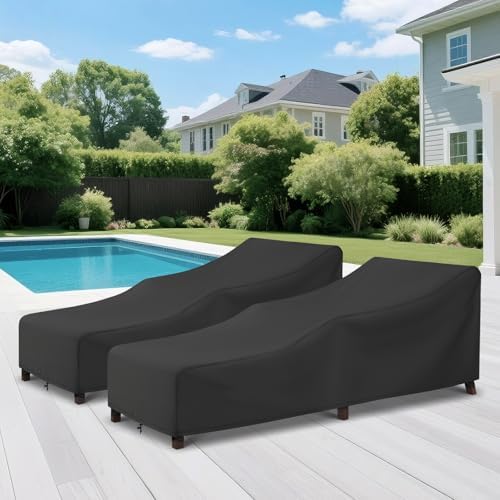 Arcedo Patio Lounge Chair Cover 2 Pack, 84" x 32" x 32" H, Black - Image 7