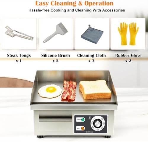 Stainless Steel Electric Griddle, Flat Top Grill Nonstick, Indoor Grill - Image 6