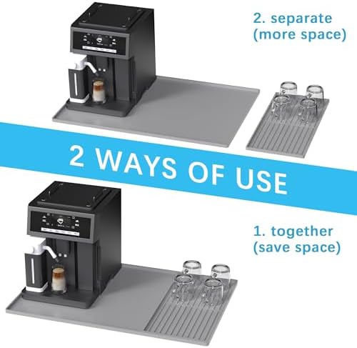 Golener Coffee Bar Mat Set, Silicone Coffee Mat with Raised Edges,31.5"x16" - Image 3